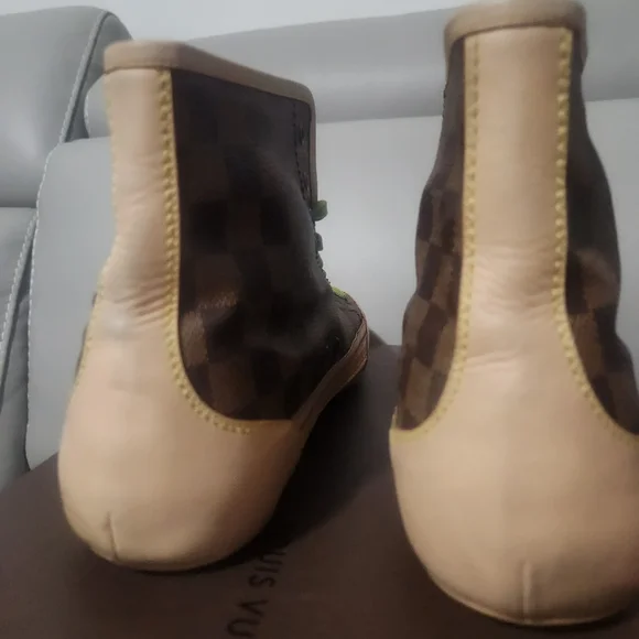 Louis Vuitton Brown Damier Ebene Canvas Leather High Top Vintage - Picture 11 of 14